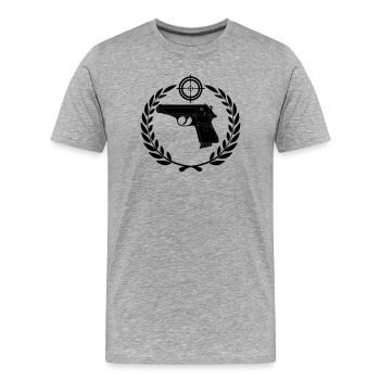 Pistolenlogo walther - Männer Premium Bio T-Shirt - Grau meliert - Vorne - Damien (186cm)