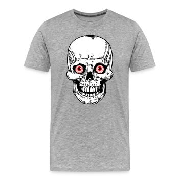 Skeleton skull with red eye balls - Men's Premium Organic T-Shirt - heather grey - Front - Damien (186cm)