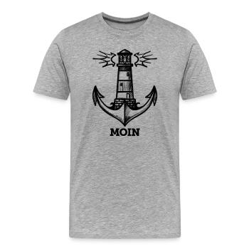 Moin (lighthouse/anchor) - Men's Premium Organic T-Shirt - heather grey - Front - Damien (186cm)