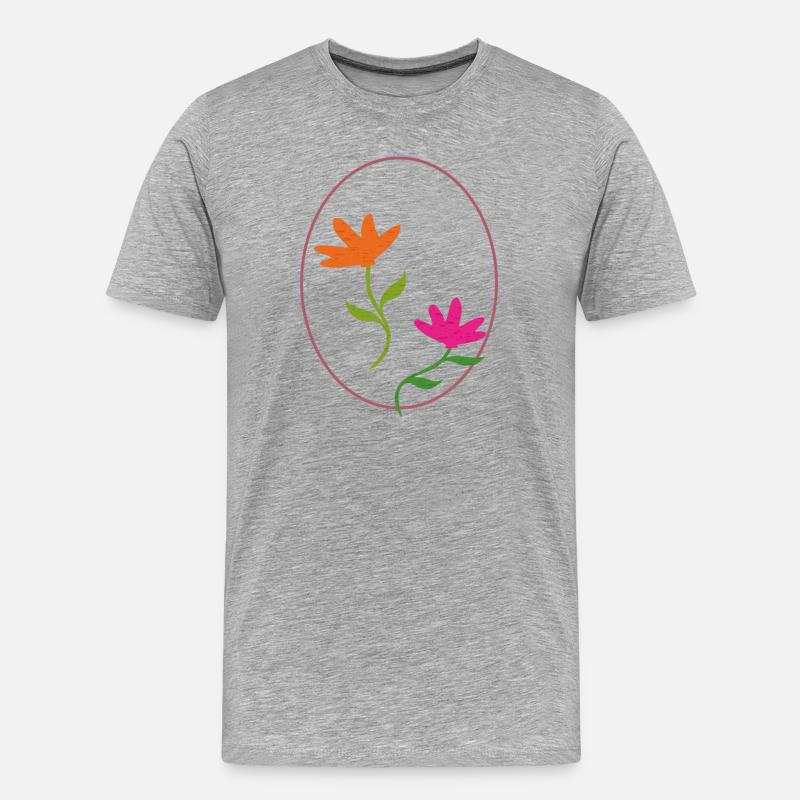 Osterei mit zwei Blumen - Männer Premium Bio T-Shirt - Grau meliert