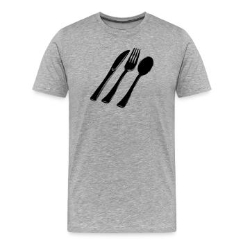 Besteck Gabellöffel und Messer - Männer Premium Bio T-Shirt - Grau meliert - Vorne - Damien (186cm)