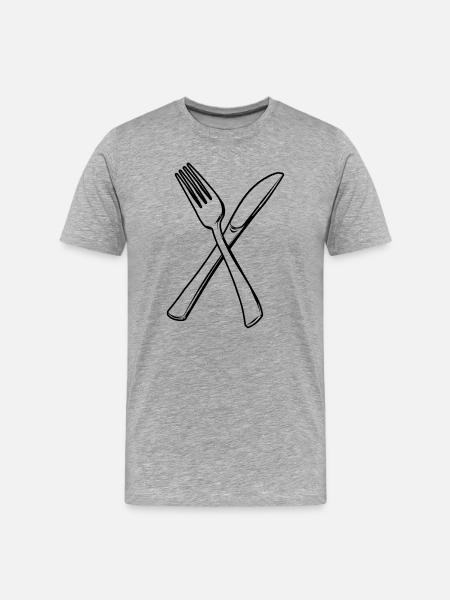 Knife and fork transparent - Men's Premium Organic T-Shirt - heather grey