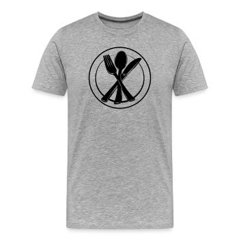 Knife fork and spoon on plate - Men's Premium Organic T-Shirt - heather grey - Front - Damien (186cm)