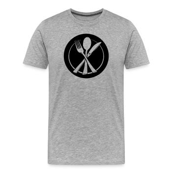 Messer, Gabel und Löffel transparent auf Teller - Männer Premium Bio T-Shirt - Grau meliert - Vorne - Damien (186cm)