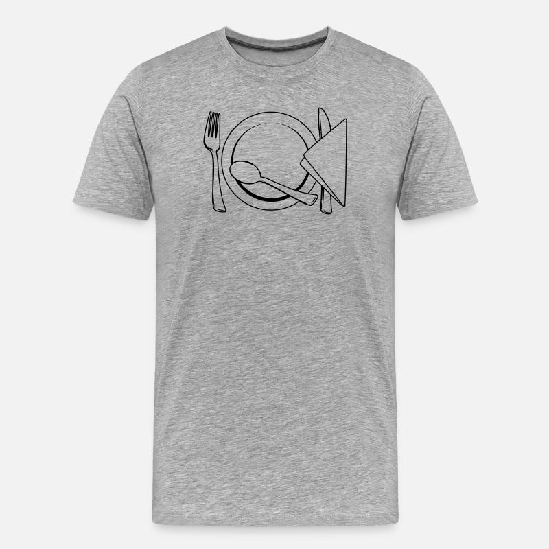 Besteckteller Serviette - Männer Premium Bio T-Shirt - Grau meliert