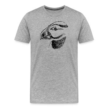 Oiseau macareux dessiné à la main - T-shirt bio Premium Homme - gris chiné - Devant - Damien (186cm)