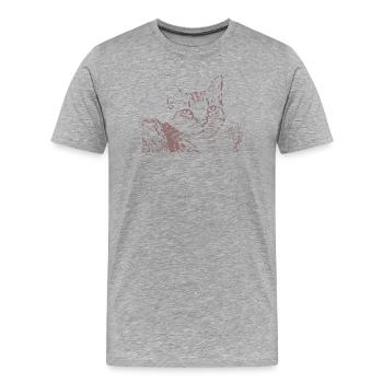 T-shirt Face de Chats Tête de Chat Chats - T-shirt bio Premium Homme - gris chiné - Devant - Damien (186cm)