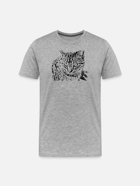 cat black kitten cute - Men's Premium Organic T-Shirt - heather grey