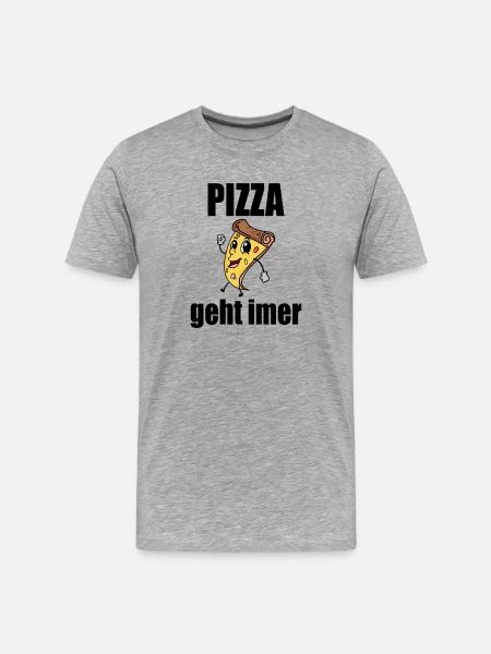 Pizza geht immer - Männer Premium Bio T-Shirt - Grau meliert