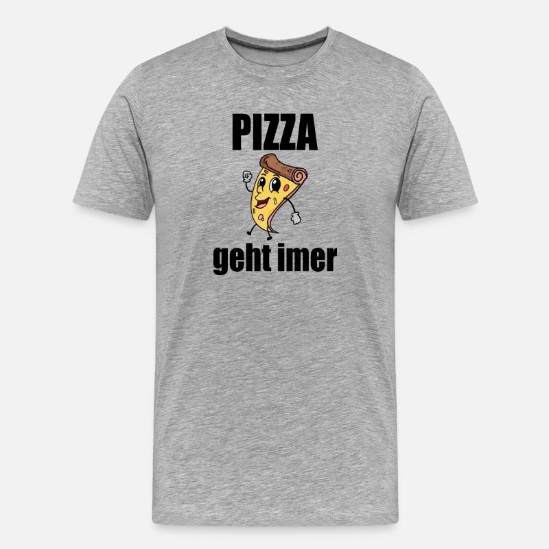 Pizza geht immer - Männer Premium Bio T-Shirt - Grau meliert