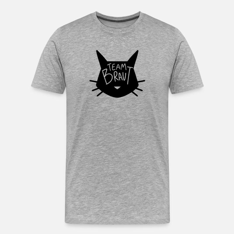 Team Braut Katze - Männer Premium Bio T-Shirt - Grau meliert