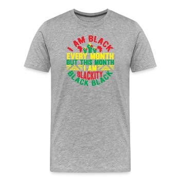 Black Excellence Monthly Celebrations - Men's Premium Organic T-Shirt - heather grey - Front - Damien (186cm)