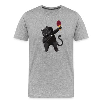 Table Tennis Katze Pingpong Outfit Cat Tischtennis - T-shirt bio Premium Homme - gris chiné - Devant - Damien (186cm)