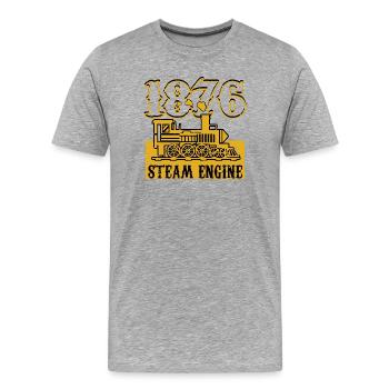 Dampflokomotive 1876 - Männer Premium Bio T-Shirt - Grau meliert - Vorne - Damien (186cm)