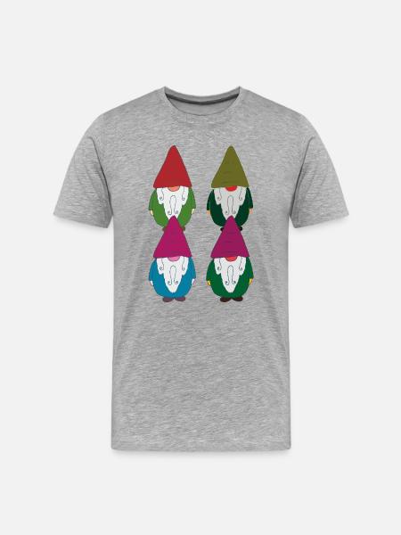 gartenzwerge Viererkette - Männer Premium Bio T-Shirt - Grau meliert