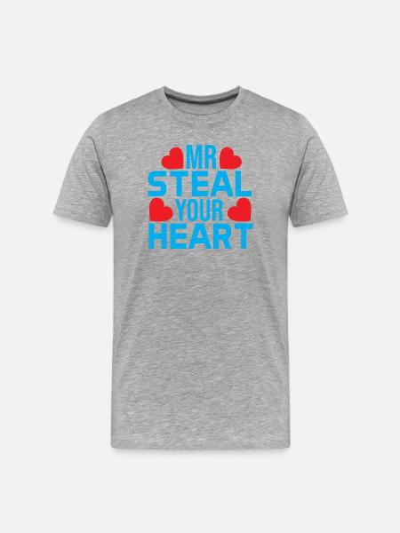 Liebesbotschaft mit farbigen Herzen - Männer Premium Bio T-Shirt - Grau meliert