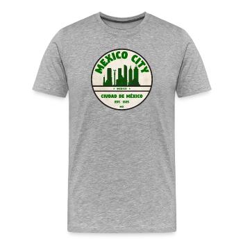 Mexiko-Stadt Skyline Emblem - Männer Premium Bio T-Shirt - Grau meliert - Vorne - Damien (186cm)