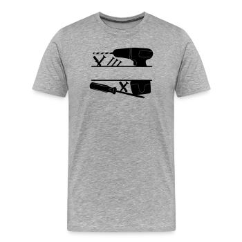 Logo de la perceuse charpentière - T-shirt bio Premium Homme - gris chiné - Devant - Damien (186cm)
