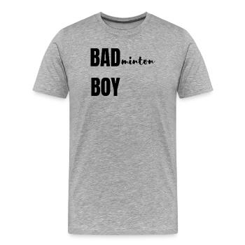Bad(minton) Boy - Männer Premium Bio T-Shirt - Grau meliert - Vorne - Damien (186cm)