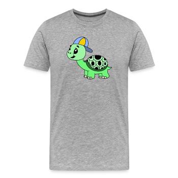 Kuschelige Schildkröte mit Cap - Männer Premium Bio T-Shirt - Grau meliert - Vorne - Damien (186cm)