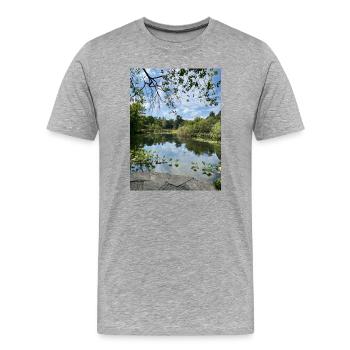 Spiegelsee im Waldrand - Männer Premium Bio T-Shirt - Grau meliert - Vorne - Damien (186cm)