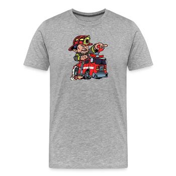 Feuerwehrmann Feuerwehr Feuerwehrauto Lebensretter - Männer Premium Bio T-Shirt - Grau meliert - Vorne - Damien (186cm)