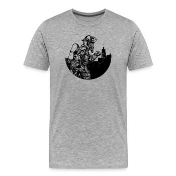 Berufsfeuerwehr Feuerwehr Lebensretter Löscharbeit - Männer Premium Bio T-Shirt - Grau meliert - Vorne - Damien (186cm)