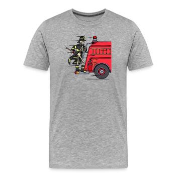 Pompier pompier pompier sauveteur - T-shirt bio Premium Homme - gris chiné - Devant - Damien (186cm)