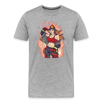 Retter Löscharbeit Feuer Lebensretter Feuerwehr - Männer Premium Bio T-Shirt - Grau meliert - Vorne - Damien (186cm)