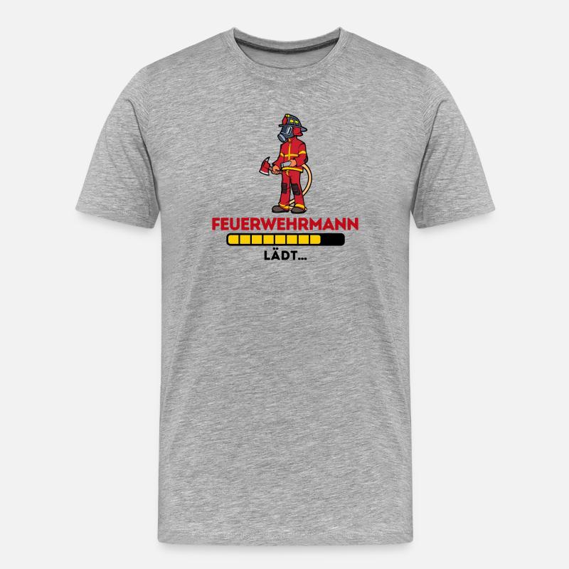 Feuerwehr Brandschutz Statement Feuerwehrmann - Männer Premium Bio T-Shirt - Grau meliert