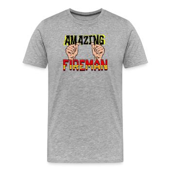 Feuerwehr Statement Berufsfeuerwehr Lebensretter - Männer Premium Bio T-Shirt - Grau meliert - Vorne - Damien (186cm)