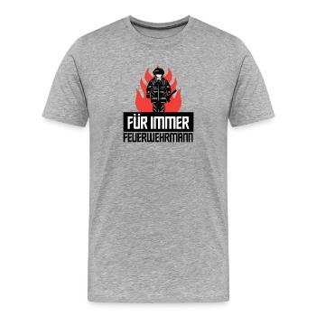Feuerwehr Lebensretter Feuerwehrmann Statement - Männer Premium Bio T-Shirt - Grau meliert - Vorne - Damien (186cm)