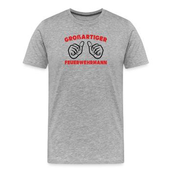 Feuerwehrmann Statement Feuerwehr Lebensretter - Männer Premium Bio T-Shirt - Grau meliert - Vorne - Damien (186cm)