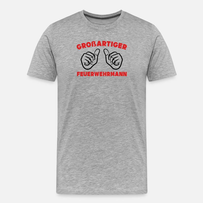 Feuerwehrmann Statement Feuerwehr Lebensretter - Männer Premium Bio T-Shirt - Grau meliert
