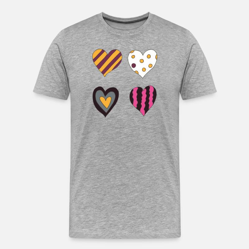 herzen variation vierte - Männer Premium Bio T-Shirt - Grau meliert