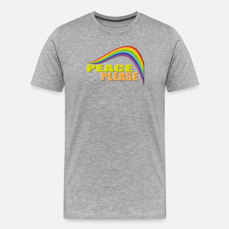 PEACE PLEASE with Rainbow - Männer Premium Bio T-Shirt - Grau meliert