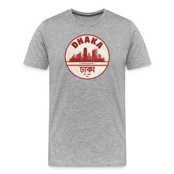 Dhaka Skyline Vintage Rundlogo - Männer Premium Bio T-Shirt - Grau meliert - Vorne - Damien (186cm)