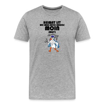 Nordsee Plattdeutsch Spruch Moin Möwe - Männer Premium Bio T-Shirt - Grau meliert - Vorne - Damien (186cm)