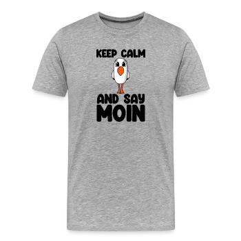 Nordsee Plattdeutsch Spruch Moin Möwe - Männer Premium Bio T-Shirt - Grau meliert - Vorne - Damien (186cm)