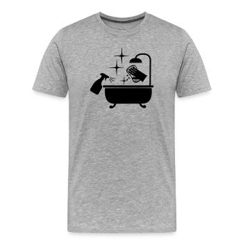 Sauberere Badewanne mit Wasser und Seife - Männer Premium Bio T-Shirt - Grau meliert - Vorne - Damien (186cm)
