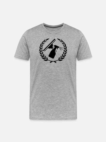 Window washer logo with laurel wreath - Men's Premium Organic T-Shirt - heather grey