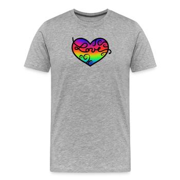 Liebe - Männer Premium Bio T-Shirt - Grau meliert - Vorne - Damien (186cm)