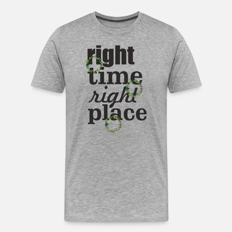 right time right place - Männer Premium Bio T-Shirt - Grau meliert