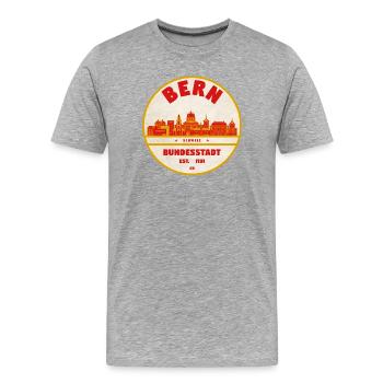 Ville fédérale à timbres rétro de Berne - T-shirt bio Premium Homme - gris chiné - Devant - Damien (186cm)
