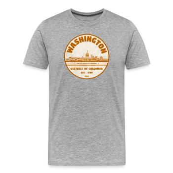 Washington DC Vintage Rundstempel - Männer Premium Bio T-Shirt - Grau meliert - Vorne - Damien (186cm)