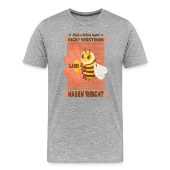 Kleine süße Honigbiene - Männer Premium Bio T-Shirt - Grau meliert - Vorne - Damien (186cm)