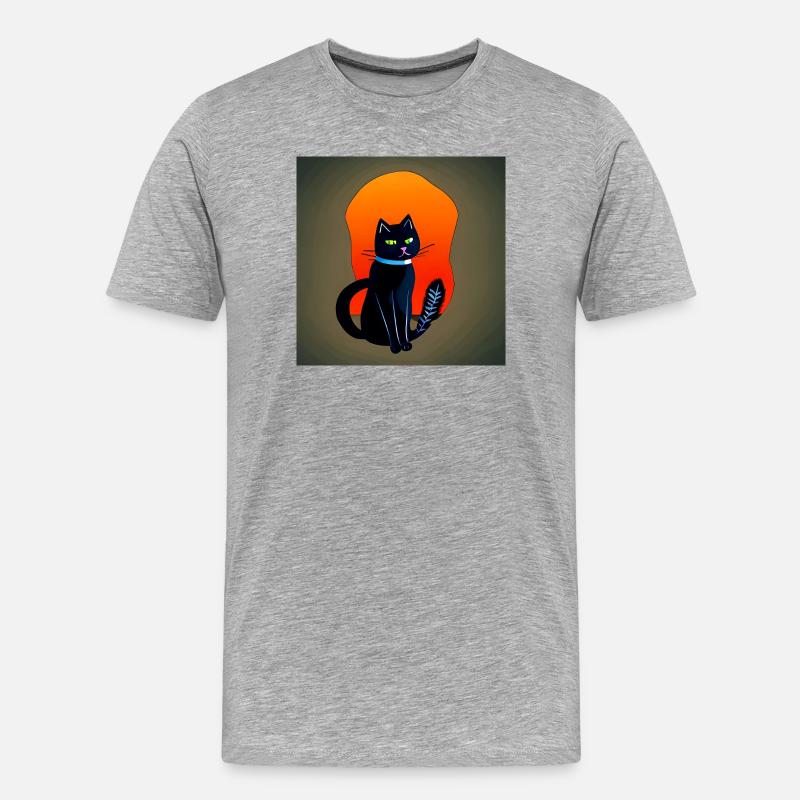 Mystischer Schwarzkatze Silhouette - Männer Premium Bio T-Shirt - Grau meliert