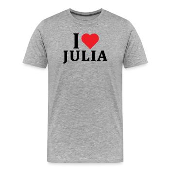 t-shirt J’aime Julia idée cadeau t-shirt - T-shirt bio Premium Homme - gris chiné - Devant - Damien (186cm)