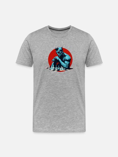 Demon Playing Chess - Men's Premium Organic T-Shirt - heather grey