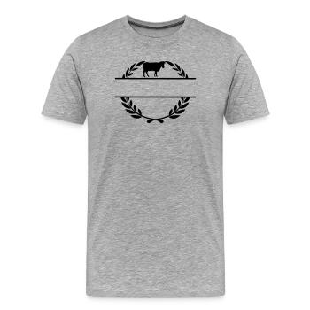 Fier de la vache fermière - T-shirt bio Premium Homme - gris chiné - Devant - Damien (186cm)